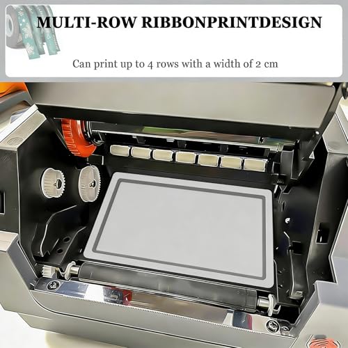 Satin Ribbon Printer with Spool Holder, Label Printer, Foil Stamping Printing Machine, 150mm/s Speed, Multi-Language DIY Decorative Ribbons Supports 50+ Languages for Present Wrapping Singlerow