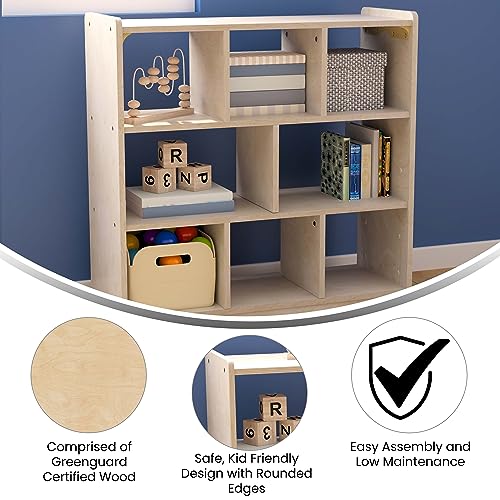 Classroom Essentials Commercial Grade 8 Section Modular Wooden Classroom Open Storage Unit, Safe, Kid Friendly Design, Natural