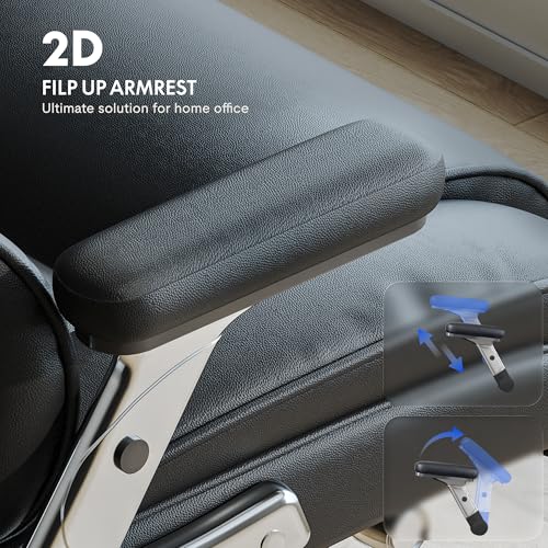 FLEXISPOT 600lbs Big and Tall Office Chair for Heavy People, Heavy Duty Computer Desk Chair with Lumbar Support 2D Armrest Blade Wheels, Chairs for Home Office Gaming Working, PU Leather, Black