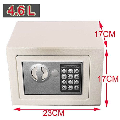TBLOTYD Digital Electronic Safe Box for Home Office Hotel Security Solid Steel with Keypad Lock/Gray/8.5L ，White-4.6L