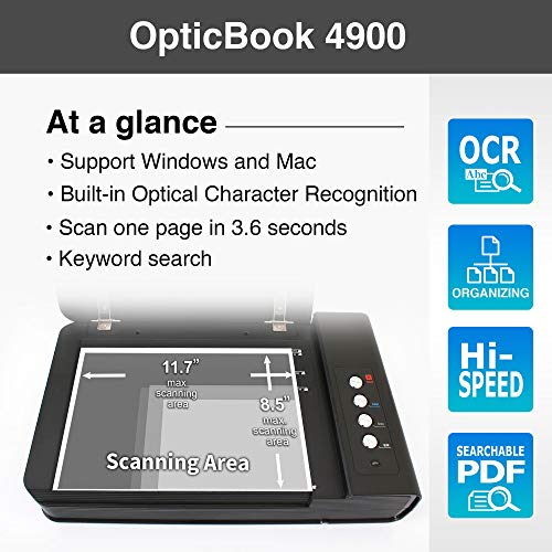 Plustek OpticBook 4900 Flatbed Scanner + File Sorting Software eBook Maker