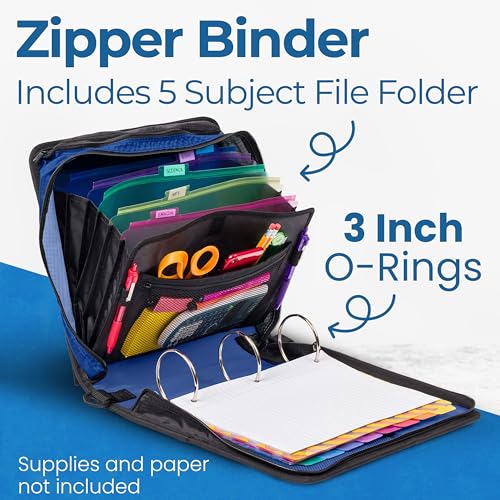 Case-it School Zipper Binder | 3" O-Rings | 600-Sheet | D-146 Desert Night