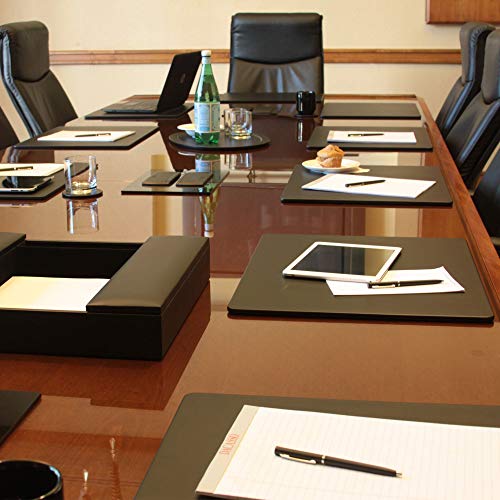 DACASSO Leather Desk Pad Without Side Rails - Luxury Leather Desk Blotter for Writing - Executive Desk Surface Protector - (Black, 20" x 16")
