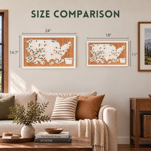 National Parks Map – USA Travel Tracker with Checklist, Pins & Stickers – Adventure Gift for Park Lovers, Couples & Families, Bucket List Wall Art Decor