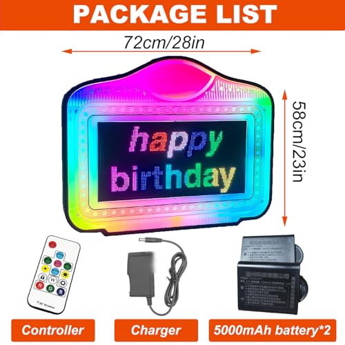 APP-Programmable LED Acrylic Handheld Light Box with RGB Color Change & Scrolling Message - VIP Bottle Service Sign Board & Presenter for Weddings, Nightclubs, Bars, Parties, Birthdays