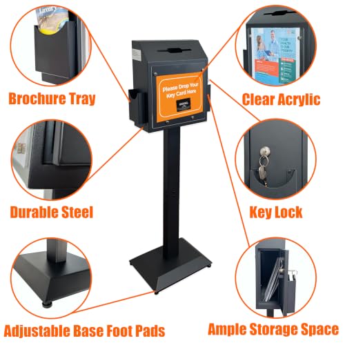 Powervize Floor Stand Offering Box, Lockable Donation & Ballot Box, Black