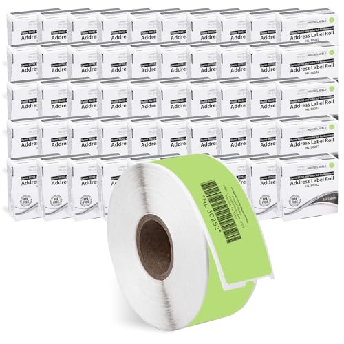 HouseLabels Compatible with Dymo 30252 Labels, Green, 1-1/8" x 3-1/2"