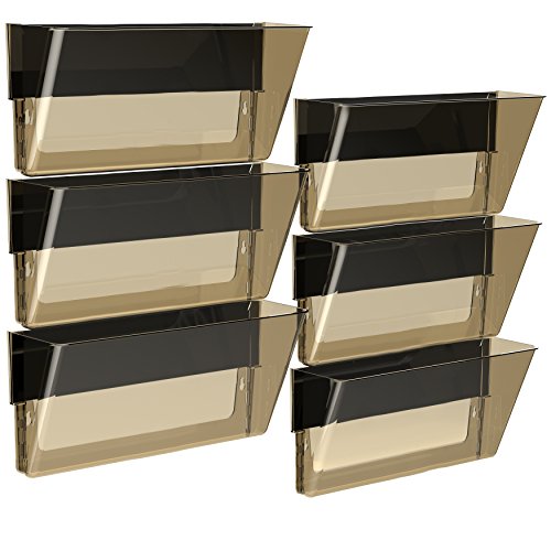 Storex Legal-Size Magnetic Wall Pocket – Plastic File Organizer, Heavy-Duty Magnet Holds 5lbs, Smoke, 6-Pack (70326U06C)