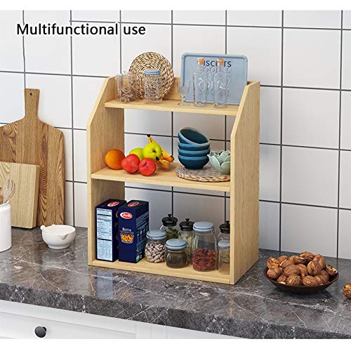 BINGQIAN Standing Bookcase Desktop Bookshelf Office Shelves Desktop Organizer Home Bedroom Small Storage Rack Simple Multi-Layer Bookcase, 20.1"×7.9"×23.6" Desktop Book Stand(A)