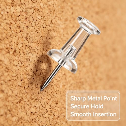 Push Pins 2000 Count,Standard Transparent Thumb Tacks Steel Point