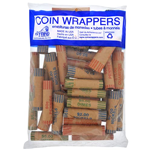 900 Crimped end Preformed Cartridge Assorted Coin Wrppers Tubes for Nickels Quarters Dimes Pennies