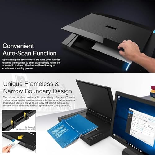 Large Format Flatbed Scanner for Documents and Photo Books, 1200/2400 DPI, Automatic Scanning with LED Light Source (2400DPI)