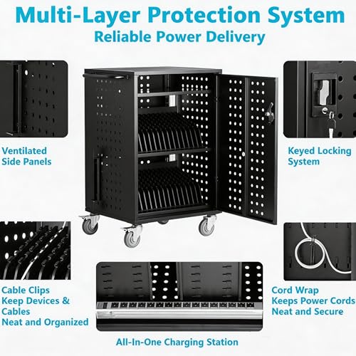 32 Devices Laptop Charging Cart Up to 15.6" Pad,Tablet Storage Carts
