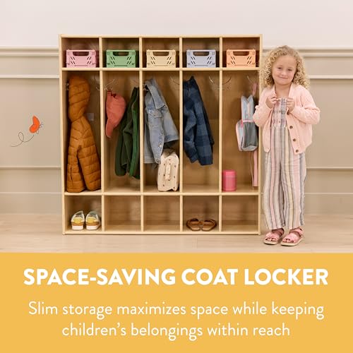 Back2School Express Sleekline 5-Section Storage Coat Locker, Kids Furniture, Natural