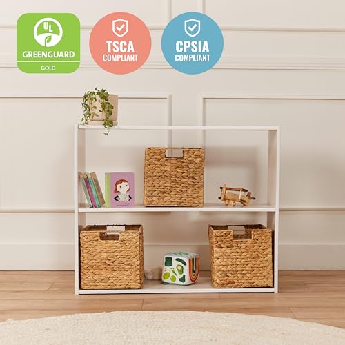 ECR4Kids Streamline 2-Shelf Double-Sided Storage Cabinet, 30in, Double-Sided Display, White Wash