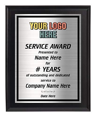 Awards4U Years of Service Award for Work Anniversary - Personalized Plaque Gift for Men or Women - Add Your Logo Custom - 8x10 - Personalize Now!