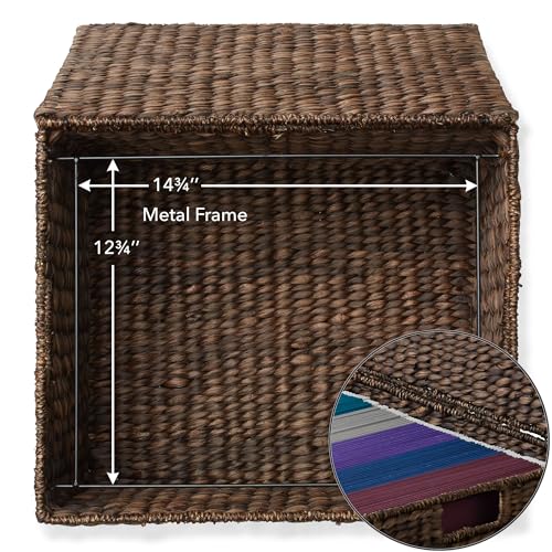 Casafield Rolling Filing Cabinet, Espresso Dark Brown - Water Hyacinth File Organizer with Lid and Wheels, Home Office Storage for Hanging Folders