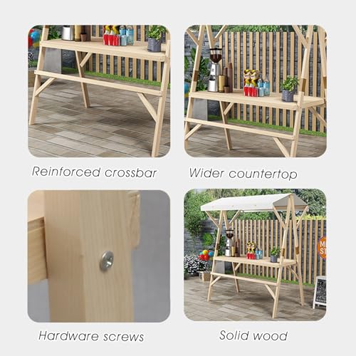 WLCGYD Red Detachable Vendor Booth Display Items, Lightweight Wood Retail Booth Kiosk, Outdoor Event Tent for Market Patio Garden, Flower Market Display Stand, Easy Assembly(120x60cm/47.2x23.6in)