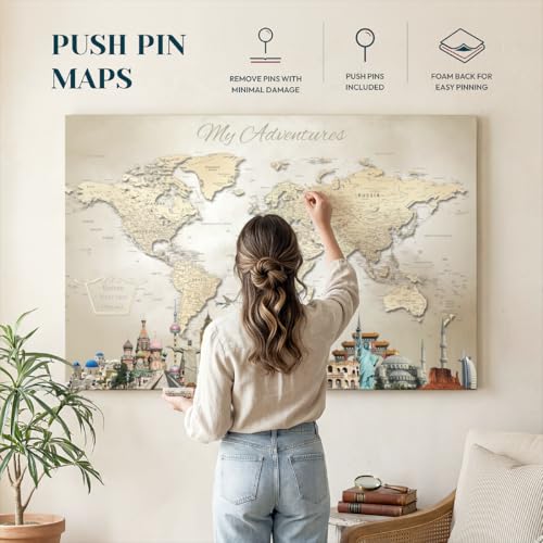 Forever Map - My Endless Adventures Push Pin World Map - 36" x 24"