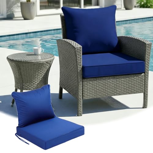 Ojtuyht Dining Table Cushions Set with Backrest, High Back Seat Cushion Water Repellent Sunscreen Removable Pad, for Lawn Balcony Outdoor Patio Backyard(B,25 1/2" x25 1/2")