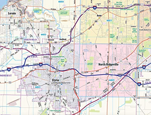 Topographics Greater Cleveland Metro Area Laminated Wall Map (42" x 53")