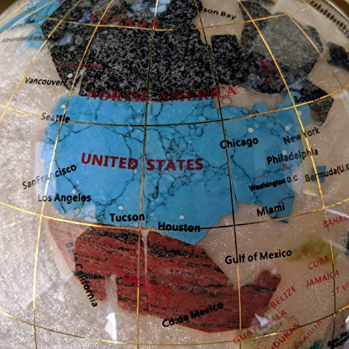 14" Mother of Pearl GEMSTONE GLOBE with GOLD Stand