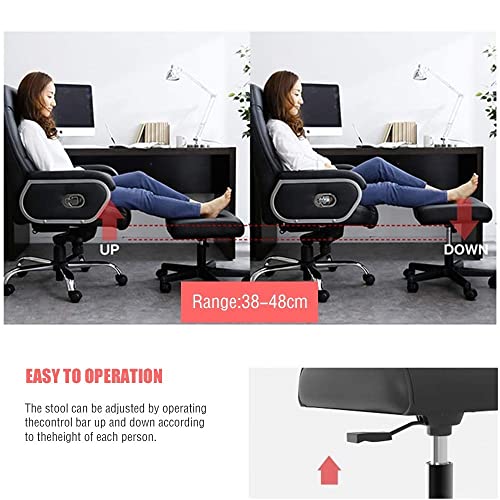 Office Footrests Foot Stool On Wheels, Gaming Chair Foot Stool Pu Leather Foot Stand Under Desk Height Adjustable Rolling Leg Rest, Office Small Footstool Computer Foot Rest (White)
