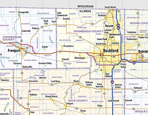 Illinois Laminated Wall Map (36” Wide x 58” high)