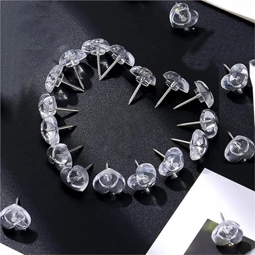 300 Pcs Transparent Heart Push Pins Thumbtacks for Cork Board, Photo Wall, Map, DIY Crafts