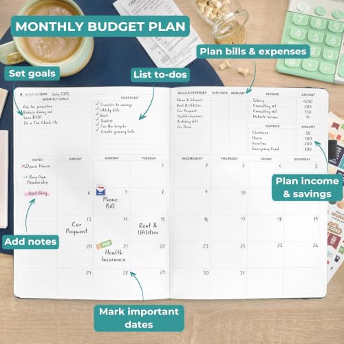 Clever Fox Budget Planner, Monthly Bill Tracker Book 8.3"x11" Black