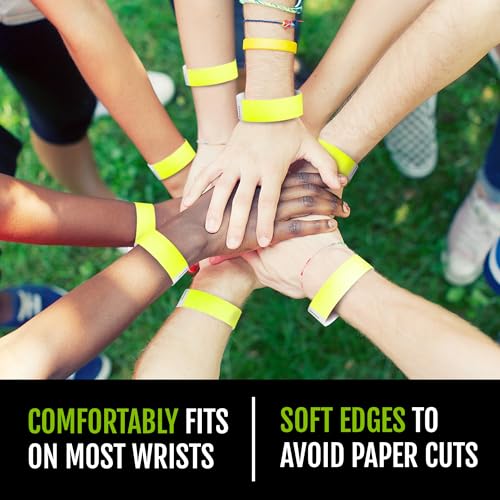 2,000 WristCo Neon Yellow Tyvek Wristbands for Events - Tamper-Proof Design & Fluorescent Color Prevent Reuse Premium-Grade Bracelets for Hospital & Medical ID, Party & VIP Identification