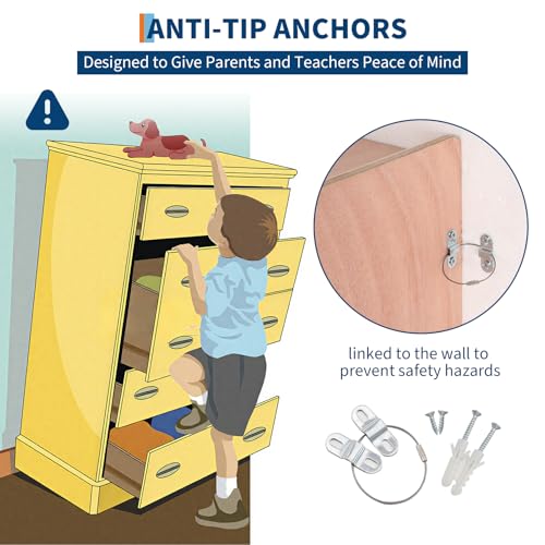 Fectiontool 5-Section Coat Locker 15 Cubbies Hooks Kids Classroom Daycare