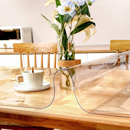68x88 in Office Desk Blotter Mat Clear Plastic Table Protector Cover Pad PVC Transparent Topper Surface Proection Pad Anti Scratch Table Mat Glass Dinner End Waterproof Easy Clean
