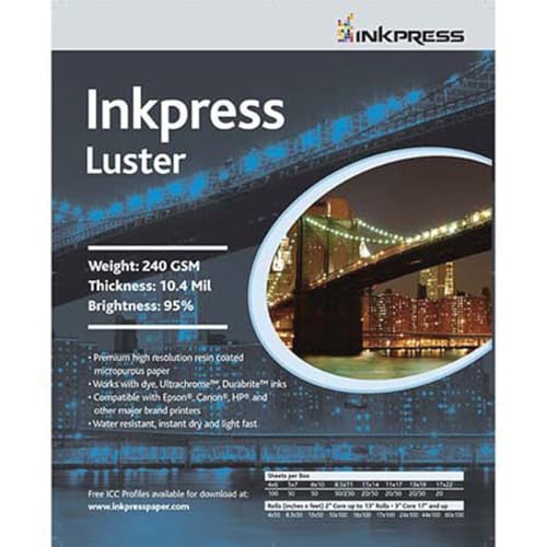 Inkpress Luster Premium Photo Paper (8.5x11"), 250 Sheets
