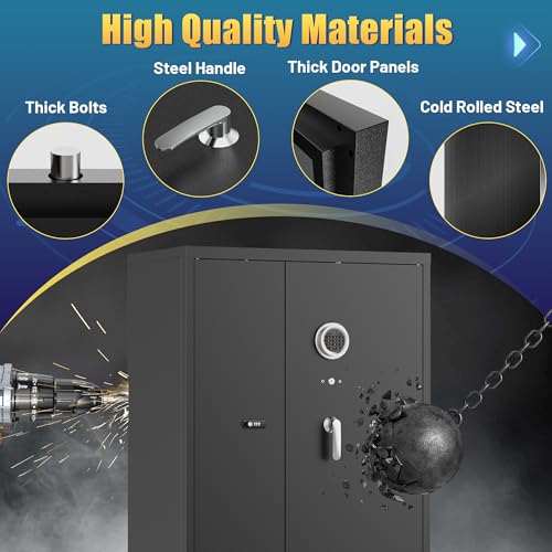 Eltean 18-20 Large Long Gun Safe for Home Rifles and Pistols, Gun Cabinets with Dual Storage Space and Adjustable Gun Racks,Rifle Safes for Home with Independent Double Lock and Ample Back Storage