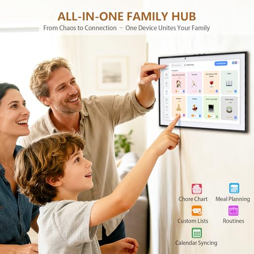 10.1 inch Smart Digital Calendar & Chore Chart, 1920 * 1080P Full HD Touchscreen Interactive Display, Desk Planner with Meal Scheduler, Achievement Rewards for Family Schedules and Cloud Photo