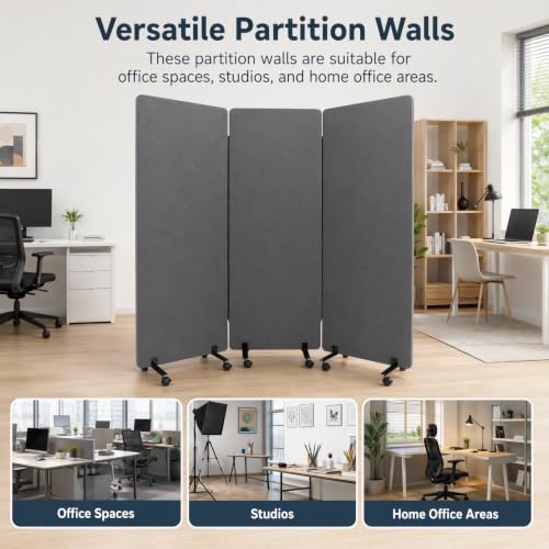 3 Panel Acoustic Soundproof Room Divider, Foldable Office Partitions