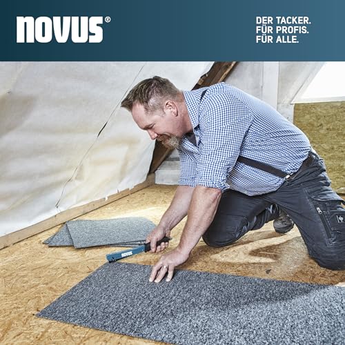 Novus Tools J-022 5000 Pieces Lightweight Heavy Duty Solid Metal Stapler Staples with Soft Handle and Quick Charge System for Type 37 Fine Wire Staplers 4-6mm