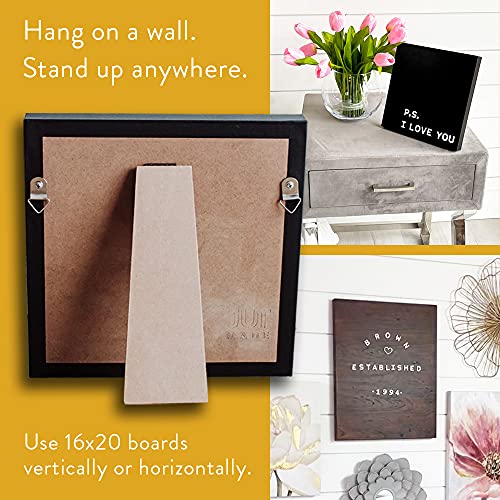 Jut Made Magnetic Letter Board – Changeable Message Sign for Home, Office and Room Décor – 16x20 Inch – Black Wood Frame with White Letters