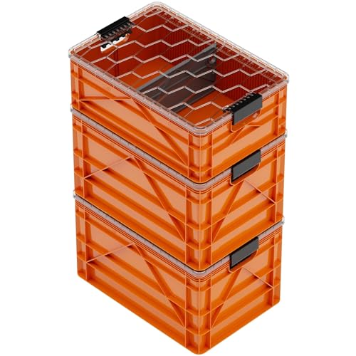 SIDIO Starter Pack, HD Stackable Storage Bins with Lids & Dividers, Orange