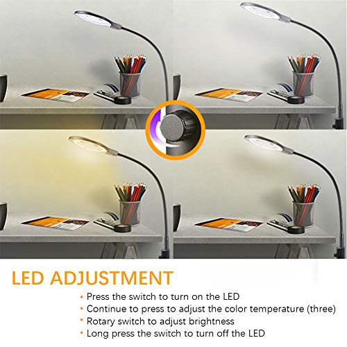 2X 4X LED Magnifier Floor Standing Lamp,Adjustable Arm Reading Light Magnifying Glass- for Professional Tasks,Jewelry,Sewing, Crafts