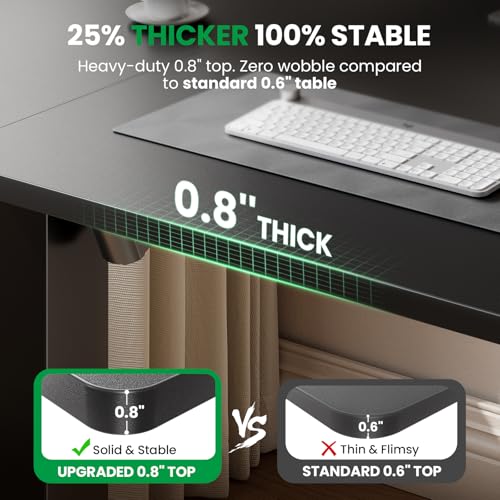 DeskShow Black 47x24 in Electric Standing Desk, 0.8 Inch Thick Tabletop