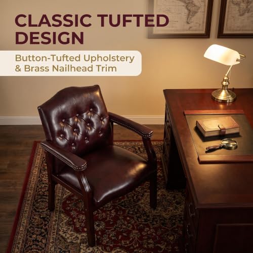 Clyrava Burgundy Office Reception Chairs, Leather Guest Chair