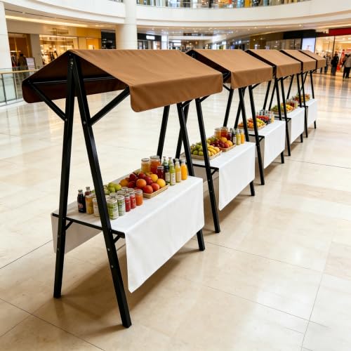 CHBMZ Rolling Vendor Booth with Canopy, Foldable Metal Market Stand on Lockable Wheels for Farmers Markets, Pop-Up Shops & Outdoor Events(Green,160cm/63in)