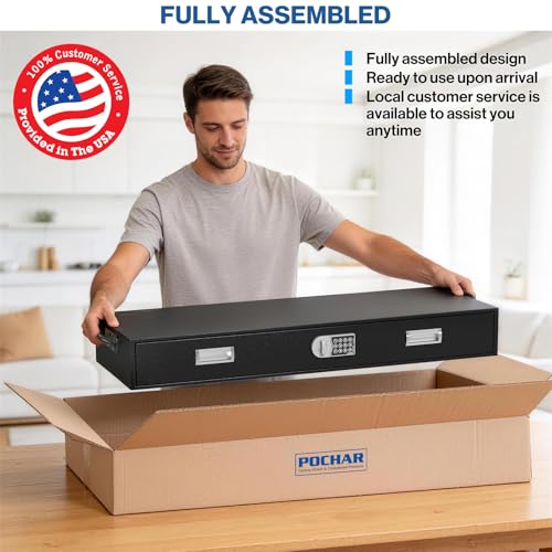 Pochar Under Bed Gun Safe Drawer for AR Rifle, Gun Cabinet for Shotguns