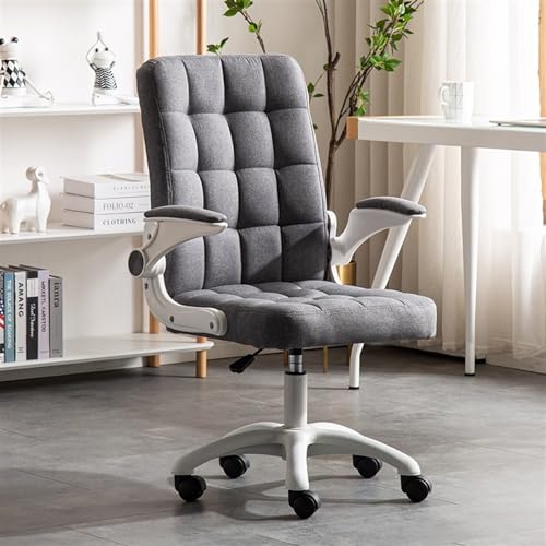Ergonomic Office Chair Fabric Office Chair Study Medium Back Swivel Seat Office Chair ﻿(Gris)