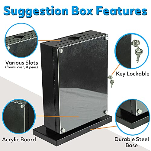 POCHAR Metal Large Suggestion Box With Slot and Lock, Safe Lock Tip Jar