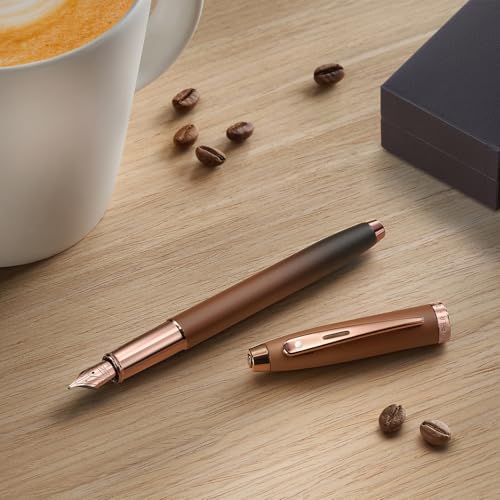 Sheaffer 100 9374 Coffee Edition Matt Brown Fountain Pen with Regal Brown PVD Appointments and Signature mid band - Medium Point