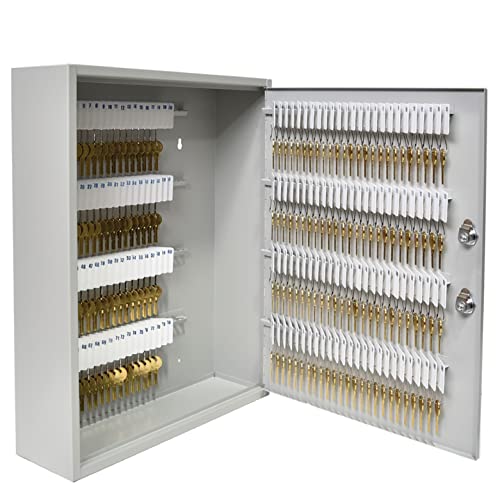 BankSupplies STEELMASTER 200 Key Cabinet - Dual Lock Control Key Box - Welded 22 Gauge Steel Construction - Scratch Resistant - Write-On Key Tags for Easy Identification