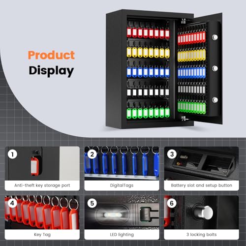 XDeer 212 Key Lock Box Wall Mount with Code & WiFi, Combination Lockbox